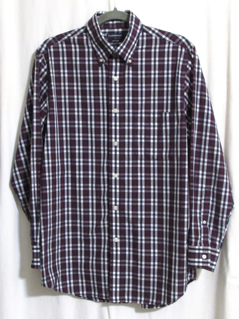 New Mens Croft & Barrow Navy Plaid Classic Fit Button Down Shirt 15 1/2-32 Xl